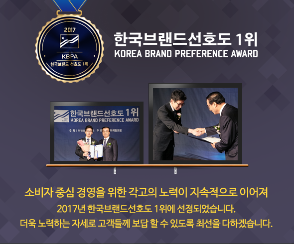 2017년 한국브랜드선호도1위 선정